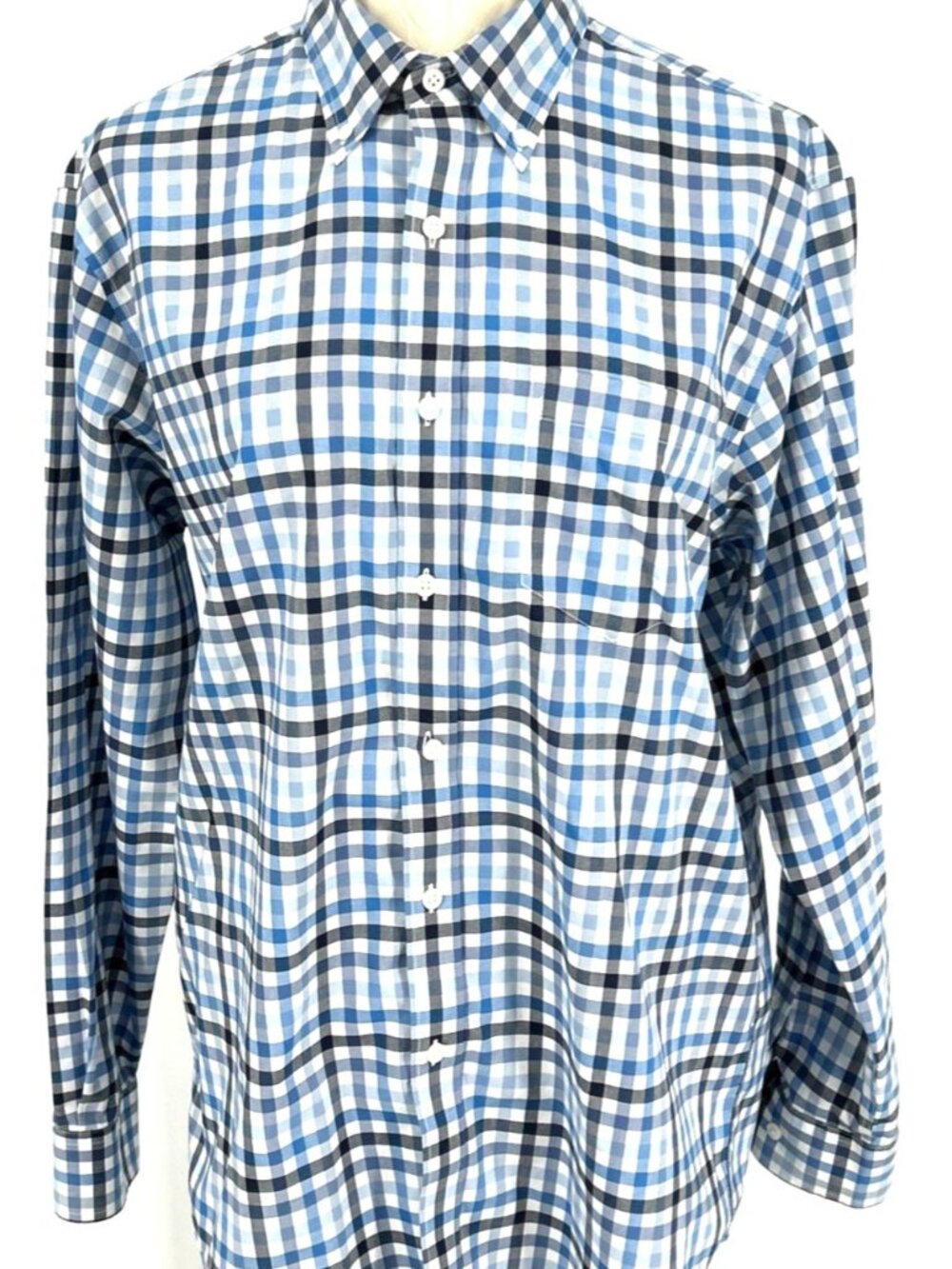 LL Bean Mens Shirt XL Blue Plaid Cotton Traditional Fit Long Sleeve Button Down